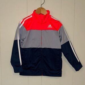 Adidas Navy and Gray Track Jacket with Red Accents